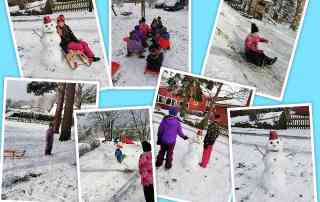 Kinder spielen im Schnee