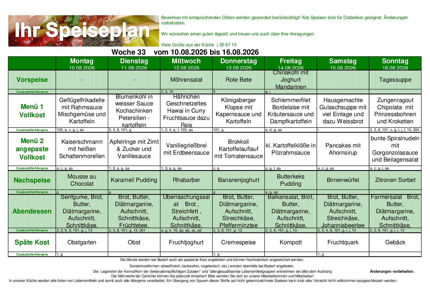 Speiseplan