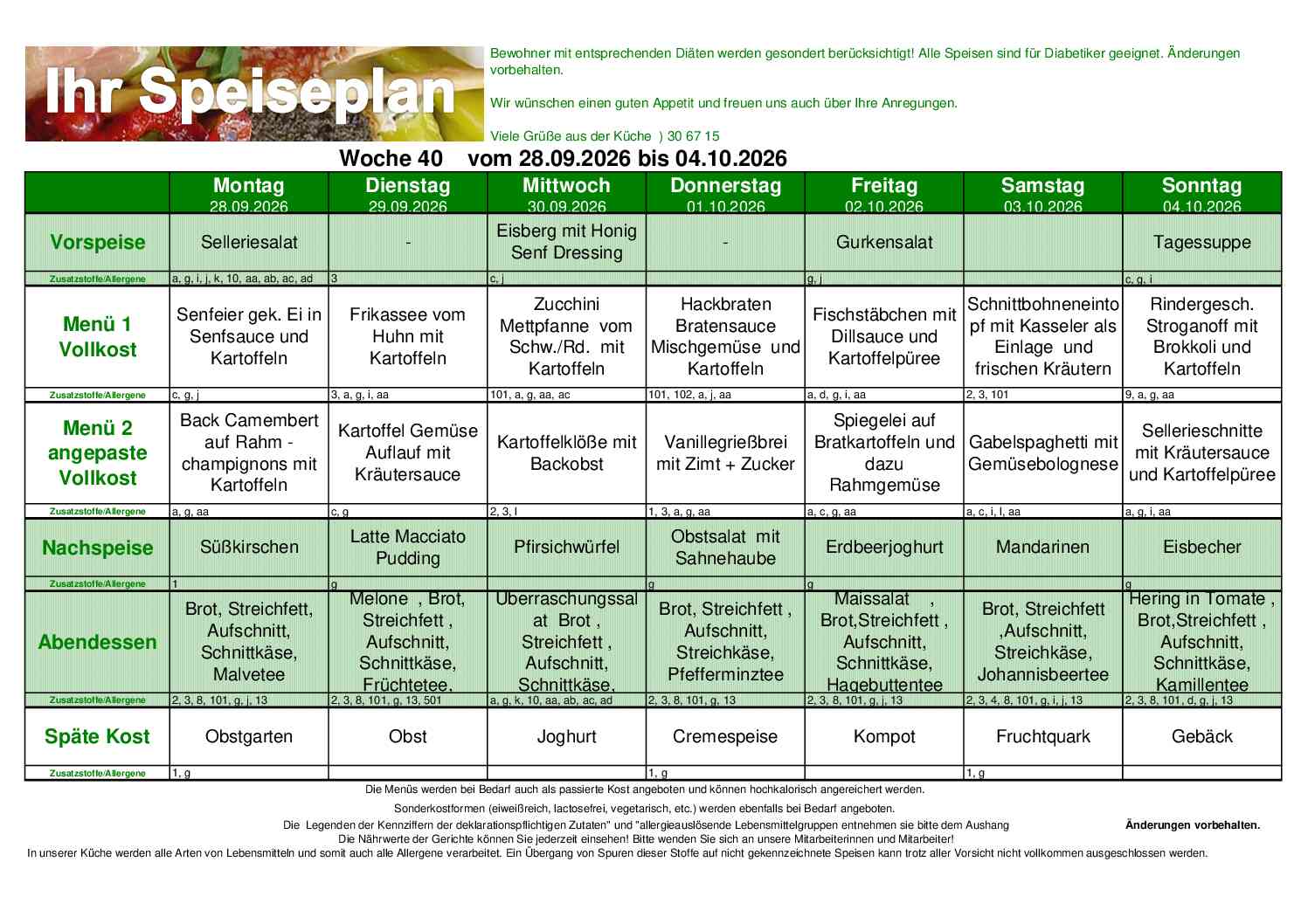 Speiseplan